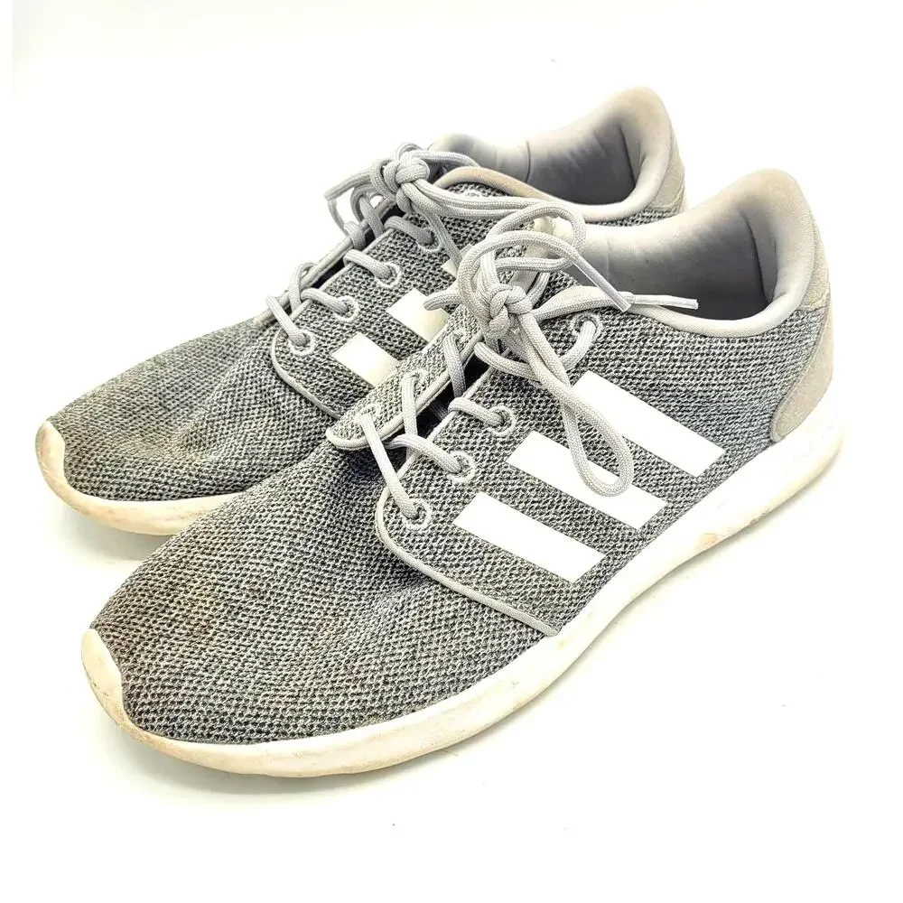 Adidas Cloudfoam QT Racer‎ Gray White Athletic Running Shoes Mens Size 8
